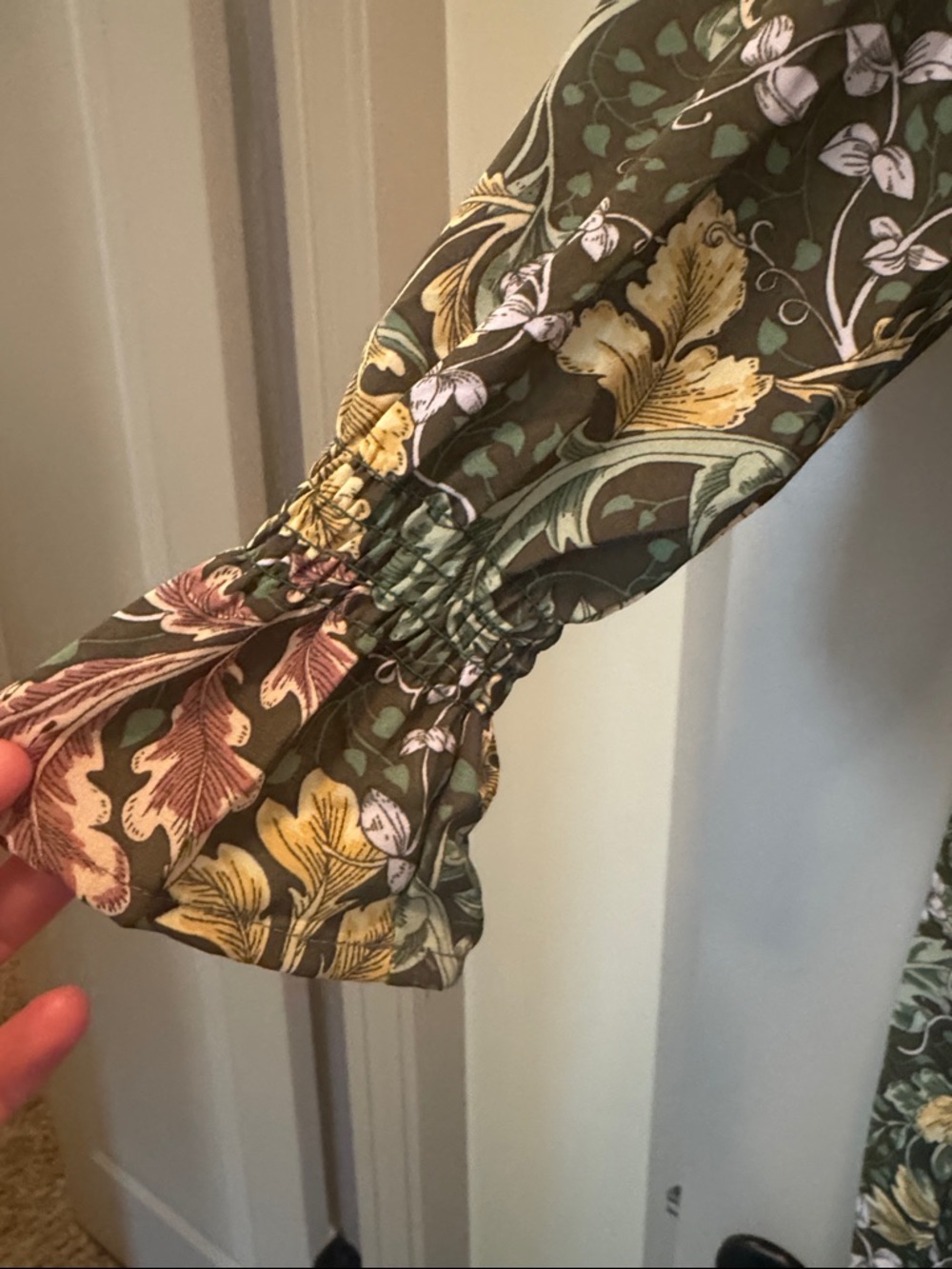 bohme Olive Green Floral Tiered Maxi Dress size small. Worn twice, like new. - Picture 3 of 6